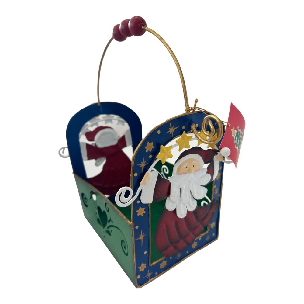12” Christmas Santa wire basket handcrafted in the Philippines